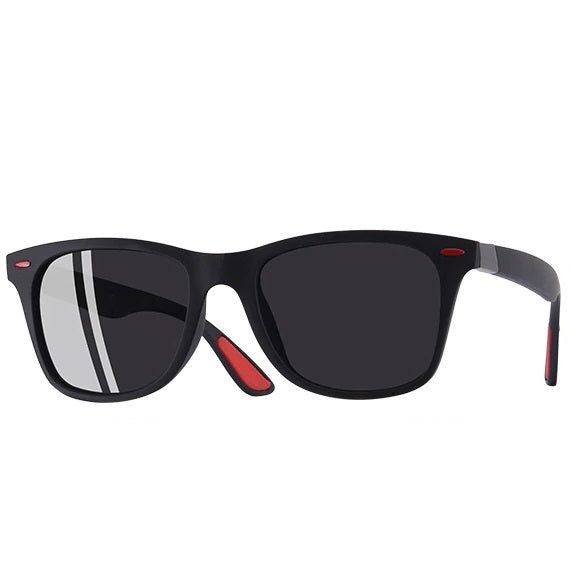 Brisk black square wayfarer men's sunglasses with polarized lenses at aofe the best active eyewear shop online