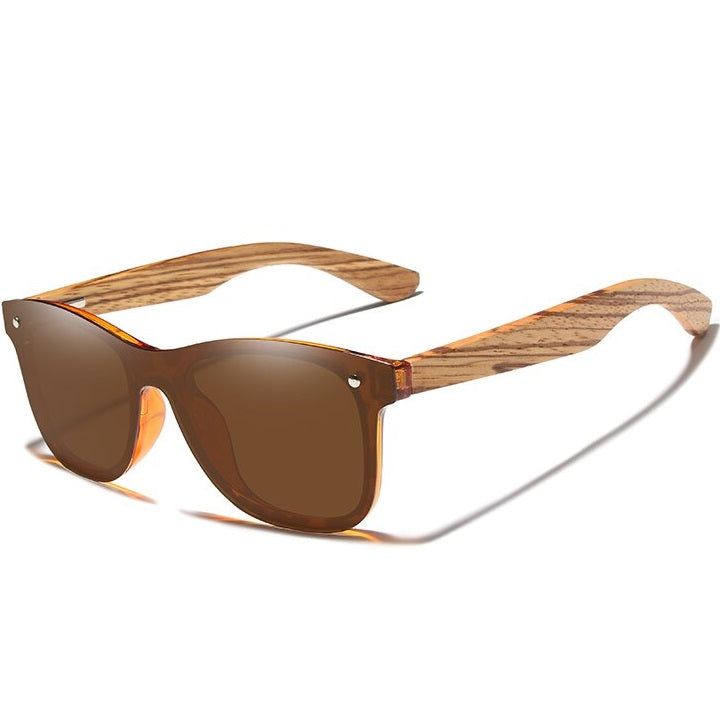 Intrepid brown square wayfarer wooden men's and women’s sunglasses with anti reflective polarized lenses at aofe the unique online eyewear store