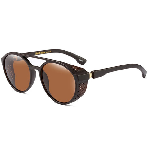 Mnemonic latest punk style round retro men's and women’s sunglasses with high quality gradient brown polarized lenses at aofe the iconic eyewear shop online