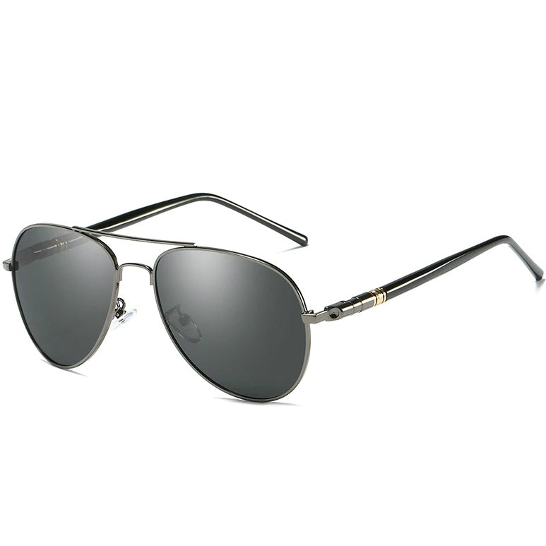 Brio vintage designer gun metal aviator sunglasses for men with high quality anti reflective photochromic polarized pilot lenses at aofe the unique eyewear shop online
