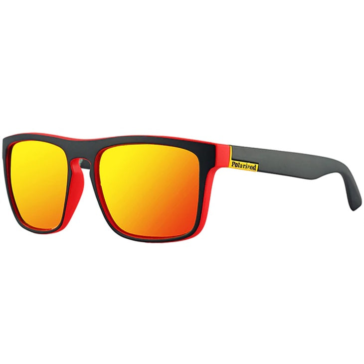 Snazzy red wayfarer square women's and men's sunglasses with polarized lenses at aofe