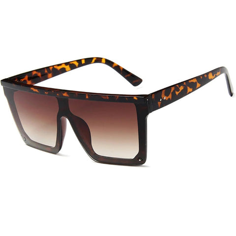 Oversized square sunglasses geometric unilens leopard print designer glasses - Wily by AOFE Eyewear