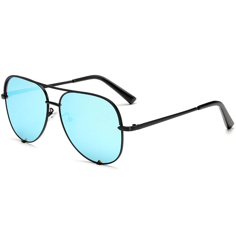 Coy best selling ice blue & black aviator sunglasses for men and women with high quality anti reflective photochromic mirrored pilot lenses at aofe the unique eyewear shop