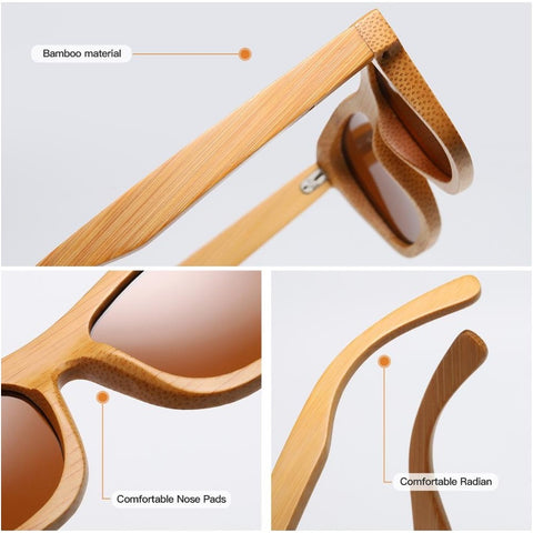 Dulcet bamboo wood square sunglasses for men and women with comfortable nose pads radian and high quality polarized lenses at aofe the designer sunglasses shop online 