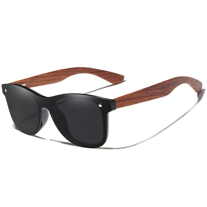 Errant black square wayfarer wooden men's and women’s sunglasses with anti reflective polarized lenses at aofe the unique online eyewear store