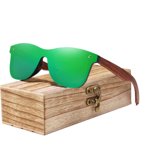 Errant green square wayfarer handmade bamboo wood men's and women’s sunglasses with polarized and mirror lenses and wooden sunglasses box at aofe the iconic online eyewear shop
